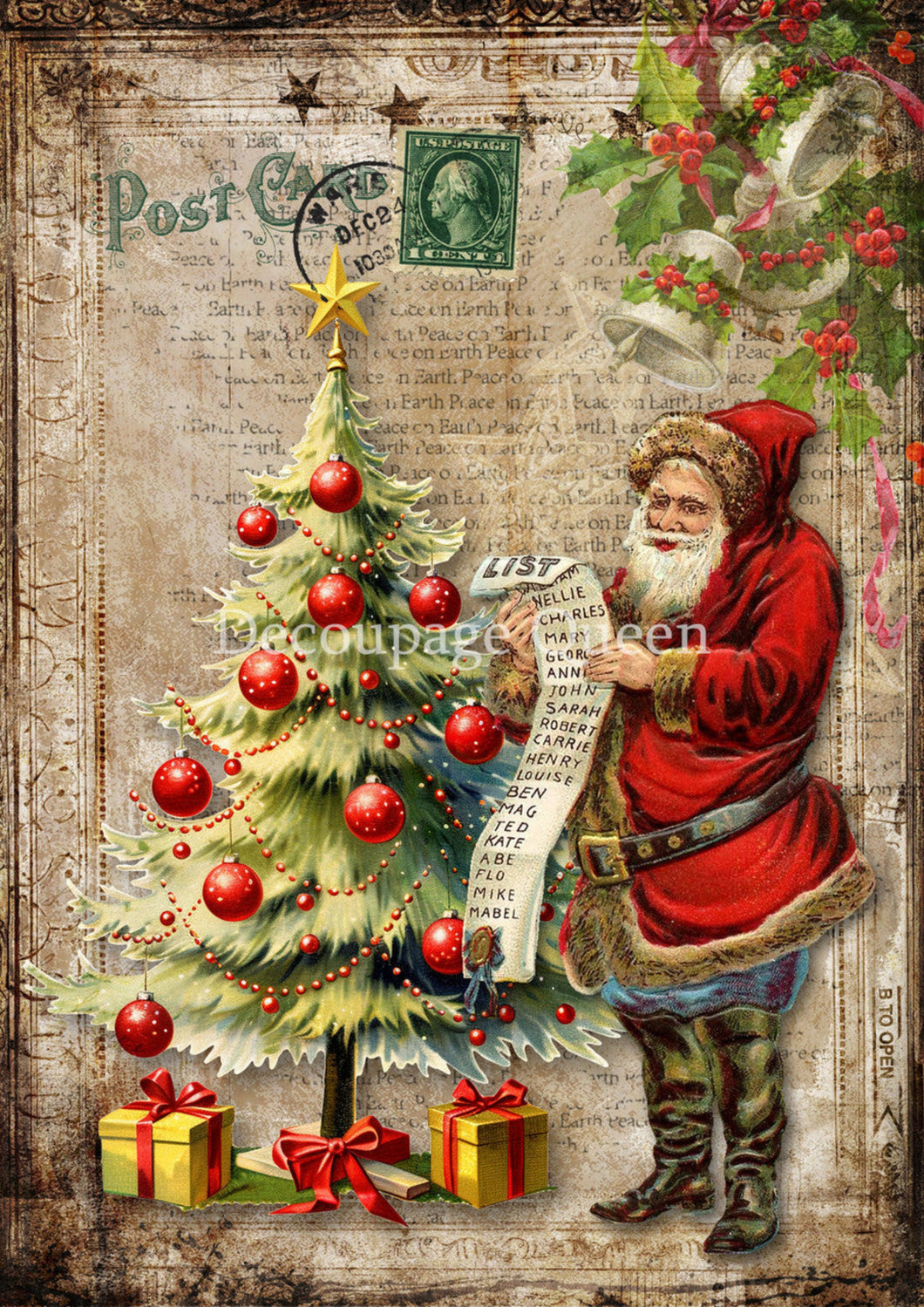 Santa's List Rice Paper by Decoupage Queen