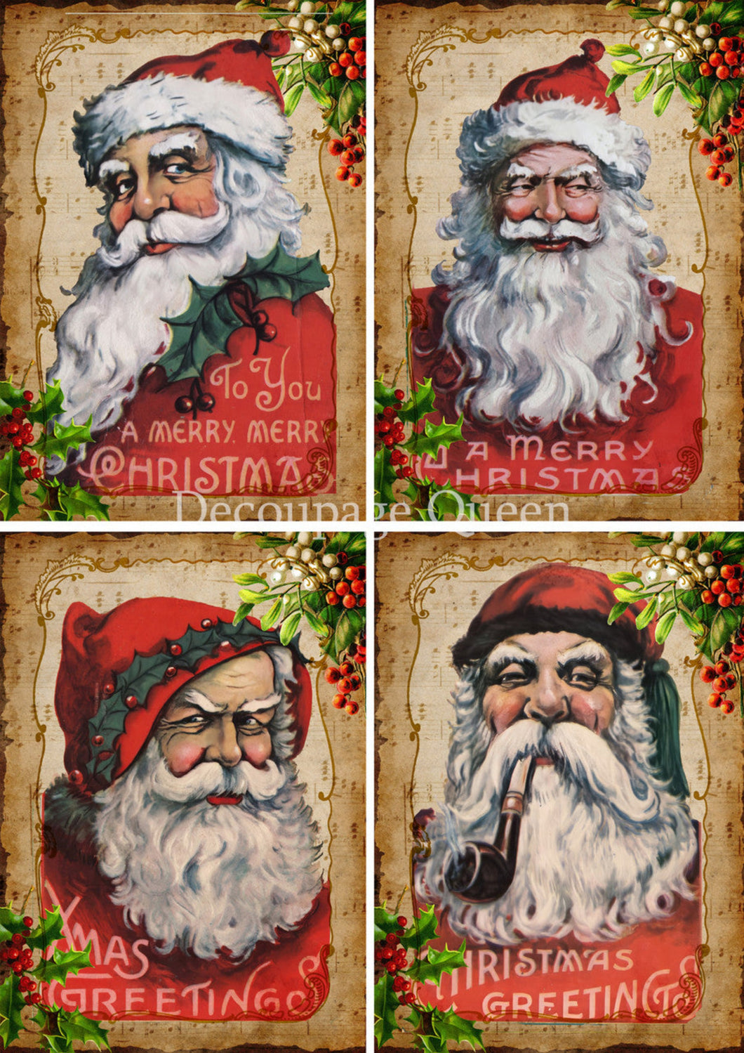 Old School Santas Rice Paper by Decoupage Queen