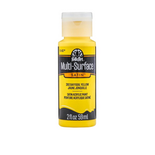Load image into Gallery viewer, Yellow bottle of FolkArt Multi-Surface Satin paint on a white background