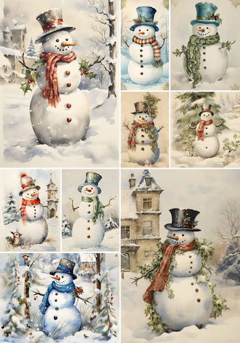 Vintage Snowman Rice Paper by European Excellency