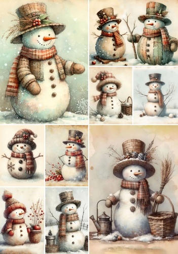Lovely Snowman Rice Paper by European Excellency