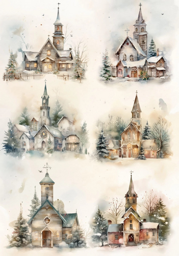 Winter Churches Rice Paper by European Excellency