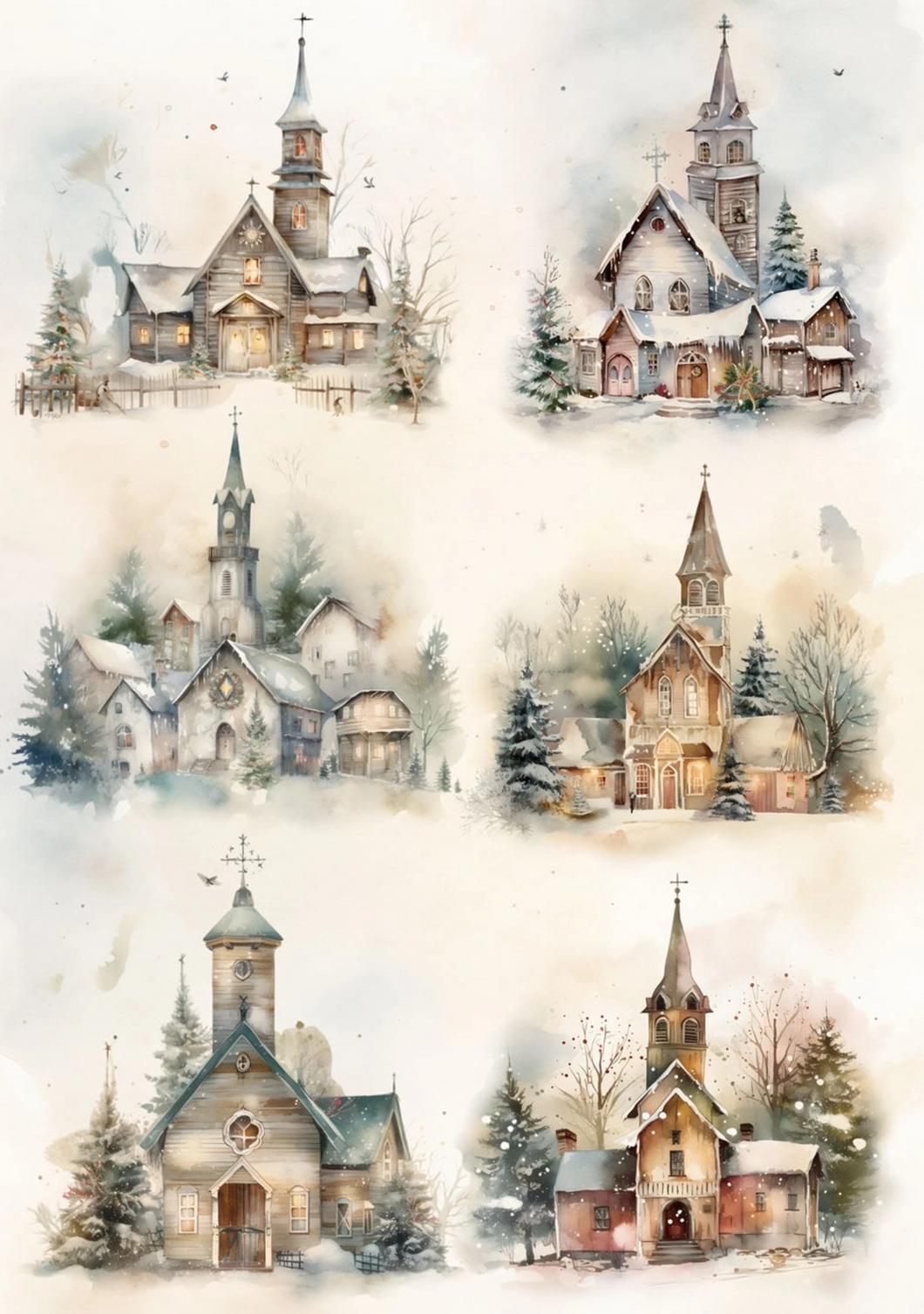 Winter Churches Rice Paper by European Excellency