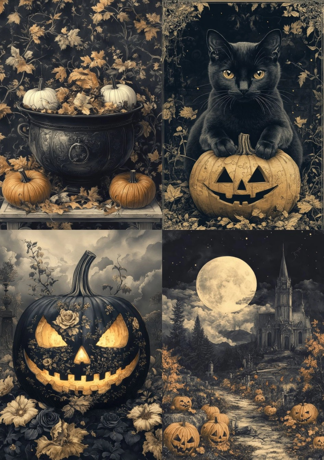 Midnight Pumpkins Rice Paper by European Excellency