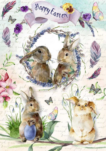 Happy Easter Bunnies Rice Paper by European Excellency