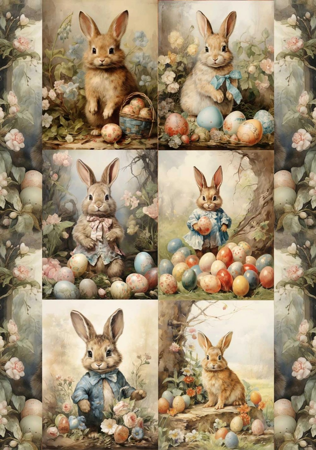 Easter Bunnies Vintage Rice Paper by European Excellency