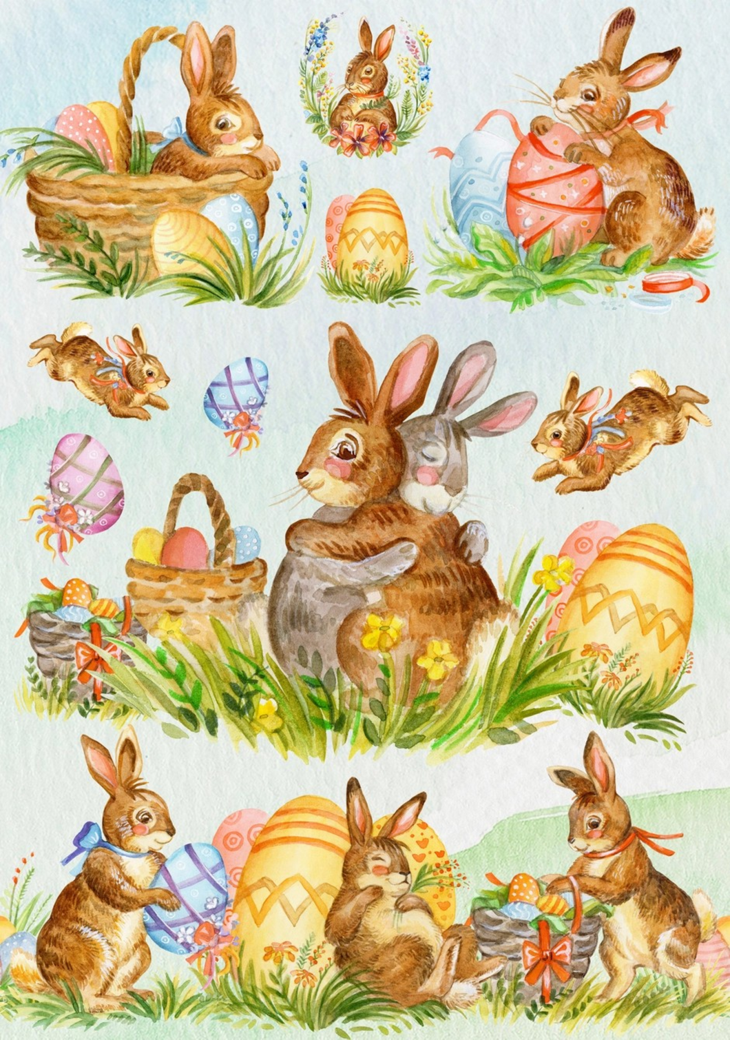 Watercolor Bunnies Rice Paper by European Excellency
