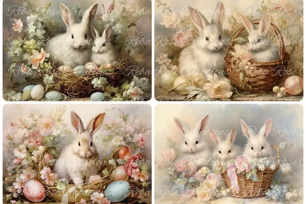 Easter Bunnies Rice Paper by Reba Rose Creations 