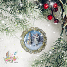 Load image into Gallery viewer, Victorian Snow Angel Grace Ornament, in snow view