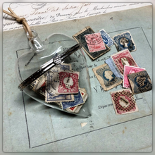 Load image into Gallery viewer, Ephemera Filed Glass Heart with Cord Hanger