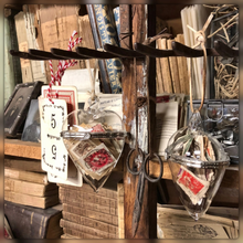 Load image into Gallery viewer, Ephemera Filed Glass Heart with Cord Hanger