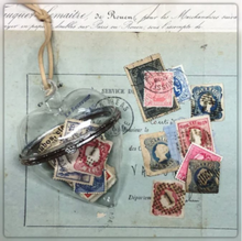 Load image into Gallery viewer, Ephemera Filed Glass Heart with Cord Hanger