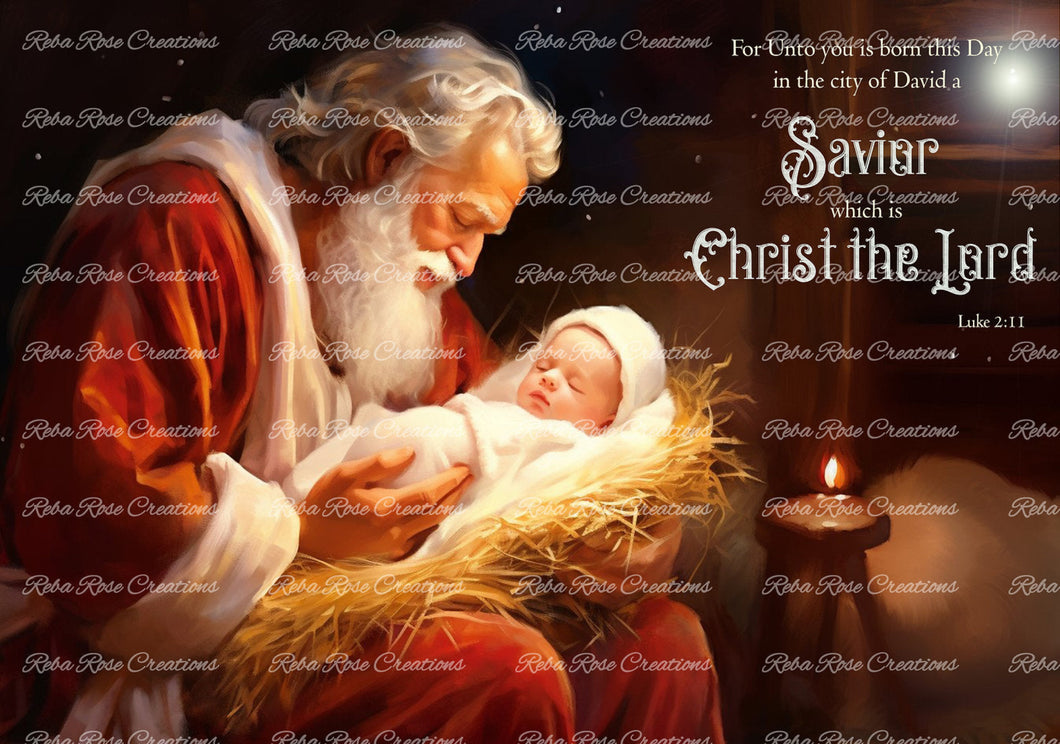 Even Santa Bows Before a King Rice Paper by Reba Rose Creations