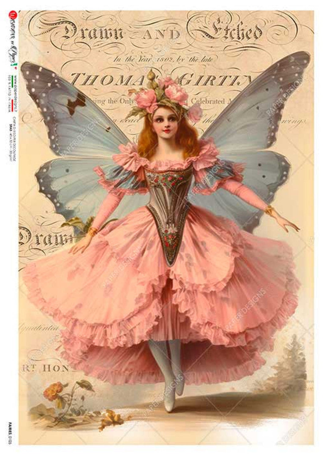Fairies 0105 Paper Designs Washipaper, Fairy with Pink Frilly Dress My Victorian Heart Fairies 0105 Paper Designs Washipaper, Fairy with Pink Frilly Dress My Victorian Heart