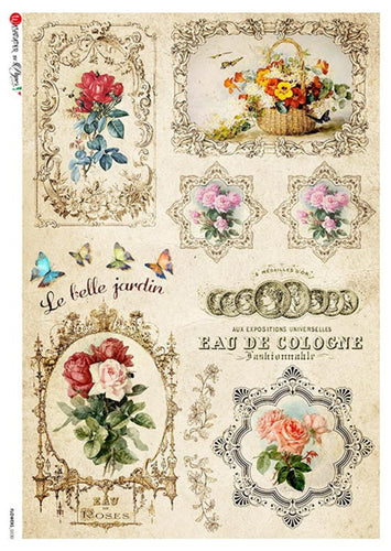 Flowers 0330 by Paper Designs Washipaper, Le Belle Jardin Rose Scenes