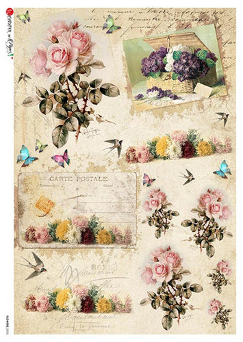 Flowers 0333 by Paper Designs Washipaper, Rose Bouquets Carte Postale