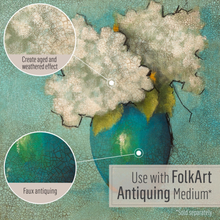 Load image into Gallery viewer, Illustration of a cracked surface with text about using FolkArt Antiquing Medium
