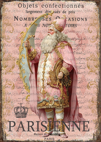 French Pink Santa Rice Paper by Reba Rose Creations