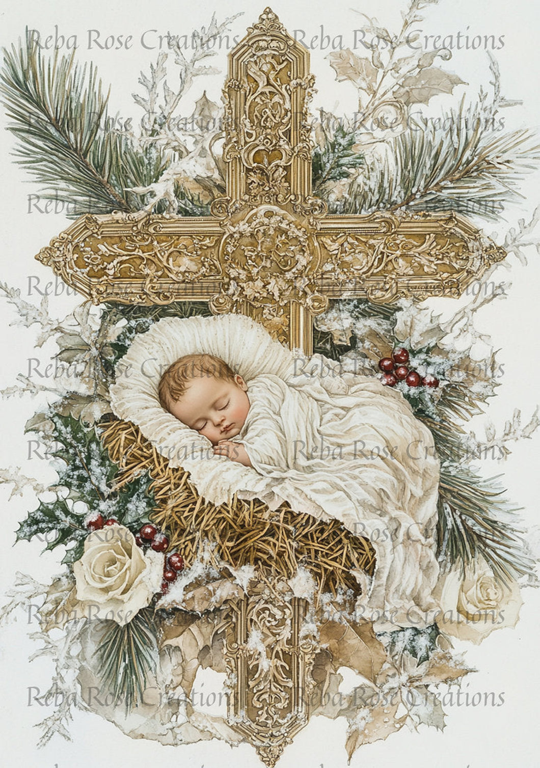 From the Manger to the Cross Rice Paper by Reba Rose Creations