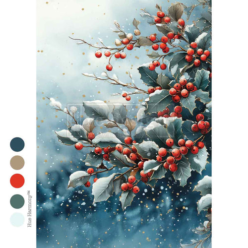 Frosted Boughs & Berries Decoupage Fiber Paper by Redesign with Prima