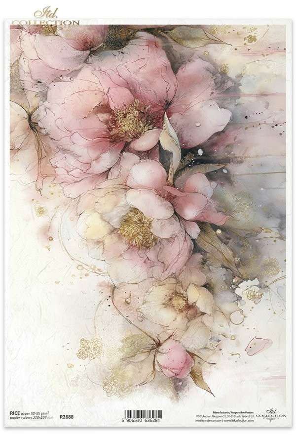 Garden of Muses Peonies Rice Paper by ITD Collection
