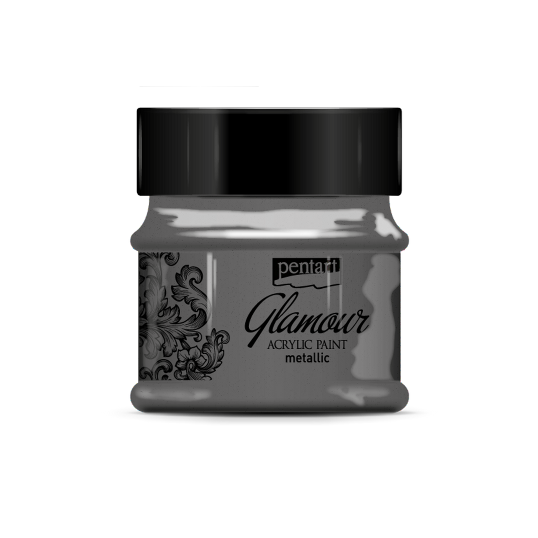Glamour Metallic Acrylic Paint, Black Silver, 50 mL