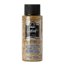Load image into Gallery viewer, Bottle of FolkArt Glitterific Fine glitter acrylic paint in 1883 Gold on a white background