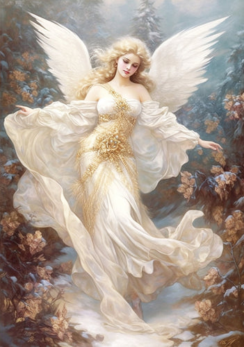 Golden Christmas Angel Rice Paper by Reba Rose Creations