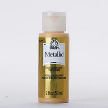 Load image into Gallery viewer, A bottle of Folk Art Metallic acrylic paint in the shade Golden Touch, featuring a metallic gold label and a translucent cap on a white background.