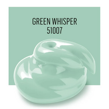 Load image into Gallery viewer, Green swatch labeled 'Green Whisper 51007' on a light green background