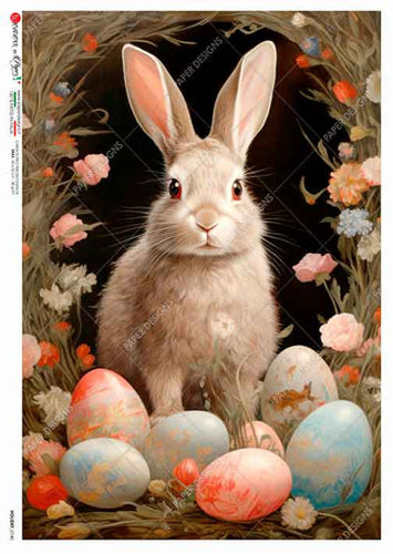 Holiday 0140 by Paper Designs Washipaper, Bunny with Easter Eggs