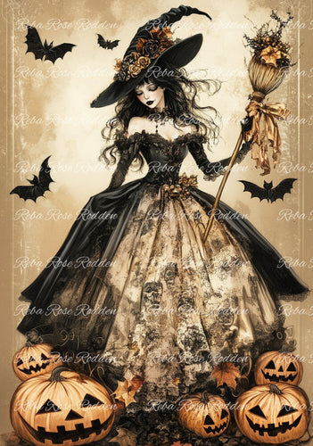 Halloween Witch Rice Paper by Reba Rose Creations