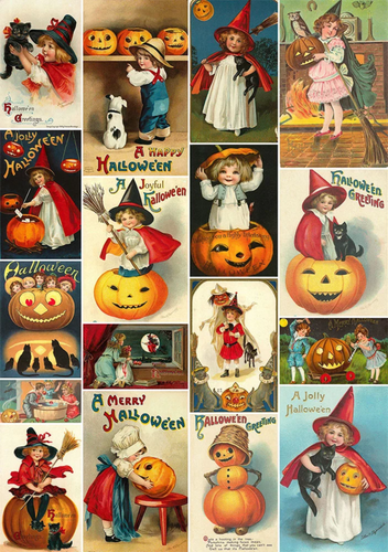 Halloween Kids Rice Paper by European Excellency, Victorian Postcards images