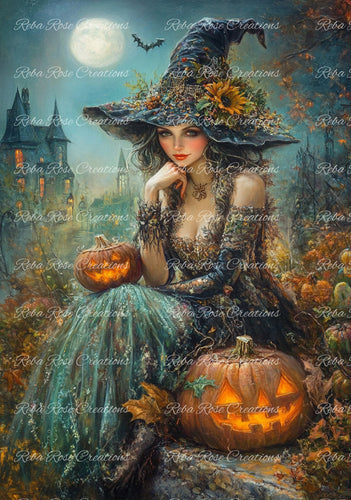 Harvest Witch Rice Paper by Reba Rose Creations