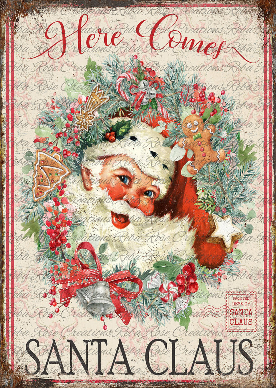 Here Comes Santa Claus Rice Paper by Reba Rose Creations
