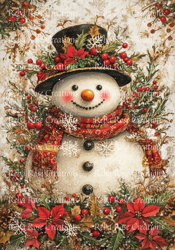Holiday Snowman Rice Paper by Reba Rose Creations