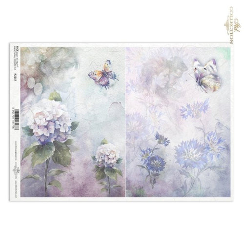 Hydrangeas and Cornflowers Rice Paper by ITD Collections, R2257, Size A4