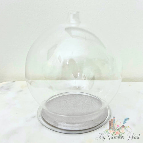 Melissa Frances Round Glass Cloche Snow Globe Ornament for Crafts
