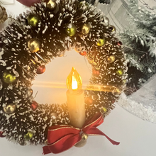 Load image into Gallery viewer, Bottlebrush Wreath with Candle Turned On