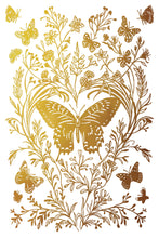 Load image into Gallery viewer, IOD Gilded Papillon Transfer sheet 8 of 8 of with gold floral botanical arrangement and butterflies
