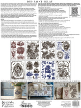 Load image into Gallery viewer, IOD Hameau De La Reine Paint Inlay back cover depicting 8 varied sheets of French country pastoral toile deisgns.