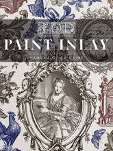 Load image into Gallery viewer, IOD Hameau De La Reine Paint Inlay cover featuring an ornate oval framed portrait, floral elements, in a French style