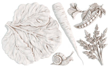 Load image into Gallery viewer, Castings of IOD Spring Garden Mould with Cabbage Leaf, Carrot, Snail, Pea Pod, Leaves