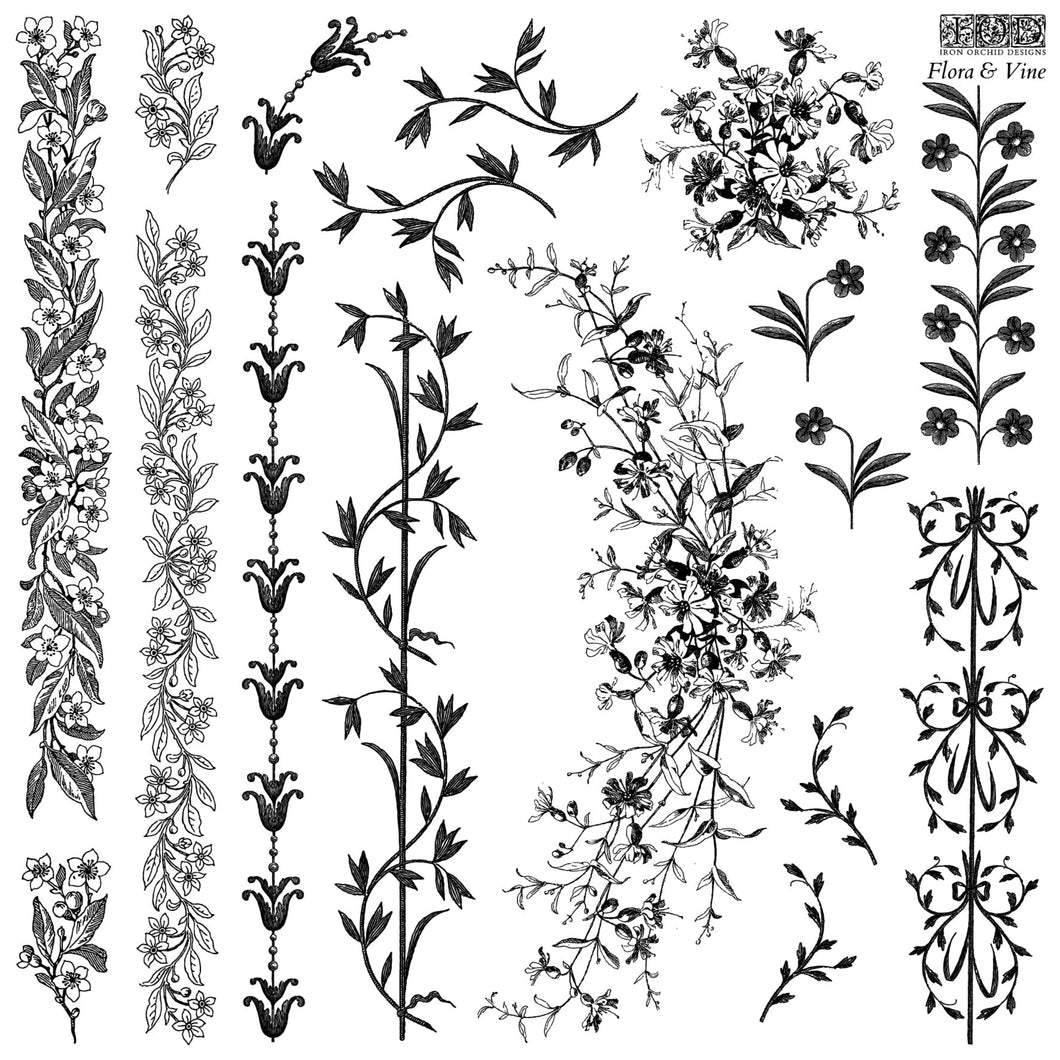 Flora & Vine Decor Stamp by Iron Orchid Design
