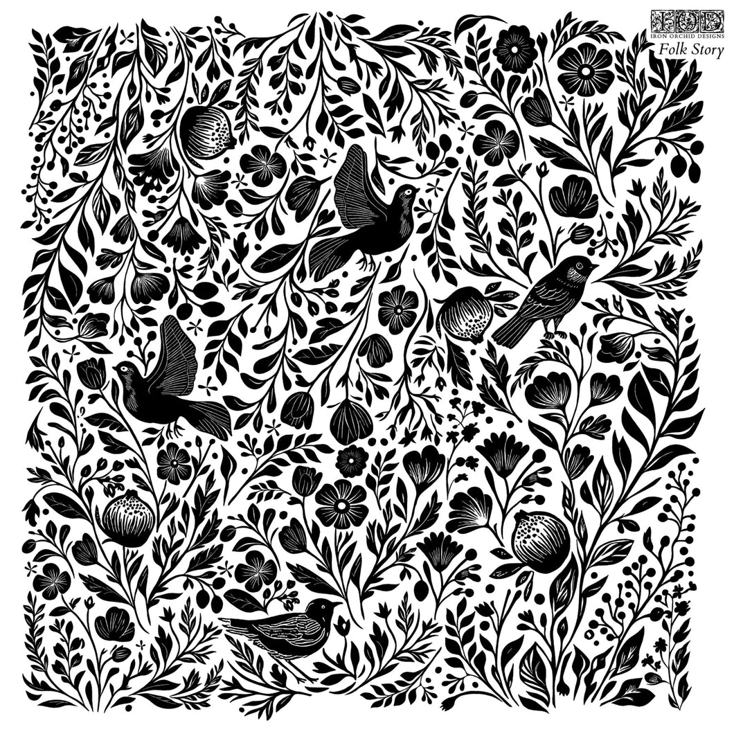 Folk Story Decor Stamp by Iron Orchid Design