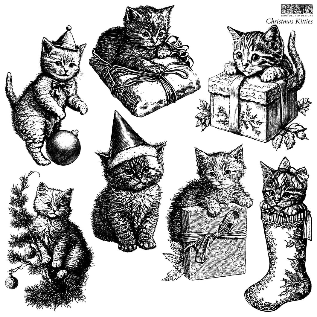 Christmas Kitties Decor Stamp by Iron Orchid Design, IOD