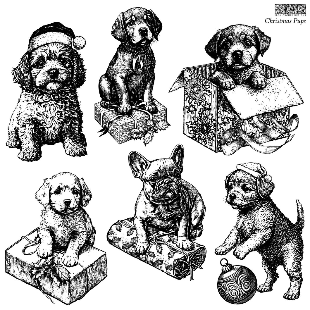 Christmas Pups Decor Stamp by Iron Orchid Design, IOD