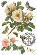 Load image into Gallery viewer, IOD By Any Other Name Transfer Sheet 6 of 8 with white and pink flowers, and butterflies