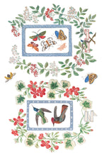 Load image into Gallery viewer, IOD Emily Clare Transfer page of 4 of 8 with 2 rectangular bird and butterflies frames with botanicals framing each one. 