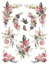 Load image into Gallery viewer, Gorgeous pink rose swags, birds, bows and butterflies on Sheet 6 of 8 in IOD Madeline Transfer.